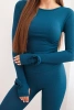 Komplet damska z prążkowanej wiskozy z długim rękawem i legginsami morski