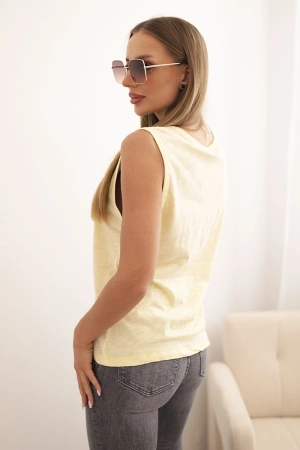 Bluzka damska bez rękawów z bawełny o klasycznym kroju żółta
