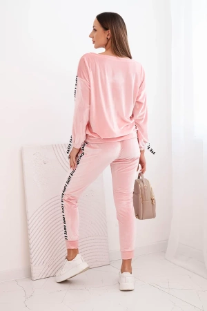 Komplet welurowy Love pudrowy róż