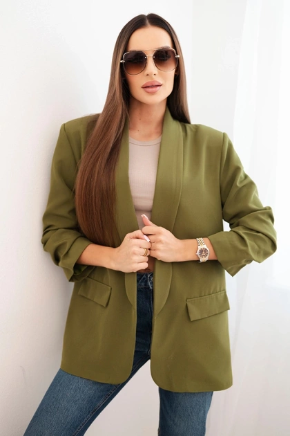 Marynarka z klapami elegancka oliwkowa