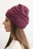 Czapka damska zimowa wełniana z ozdobnym splotem K429 ciemno fioletowa