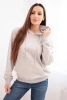 Bluza damska pętelkowa bawełniana z kapturem i kieszenią kangurką jasno szara