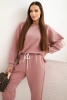 Komplet damski masełkowy z luźną bluzą i spodniami z napisem LOVE ciemno różowy