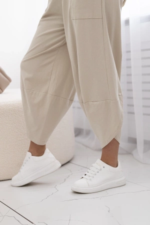 Komplet bawełniany bluzka + spodnie beżowy