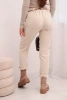 Spodnie damskie z wiskozy z apaszkowym paskiem beżowe