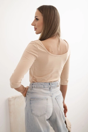 Bluzka okrągły dekolt cappuccino