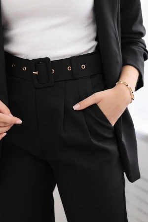 Komplet elegancki marynarki ze spodniami czarny