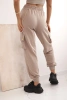 Spodnie damskie bawełniane cargo z kieszeniami i łańcuszkiem beżowe
