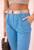 Spodnie damskie z wiskozy z paskiem i podwiniętą nogawką jeansowe