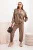 Komplet damski masełkowy z wiskozy z rozpinaną bluzą i spodniami fango