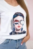 Bluzka z grafiką kobiety biała
