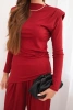 Komplet damski bawełniany z bluzką i spodniami z szeroką nogawką bordowy