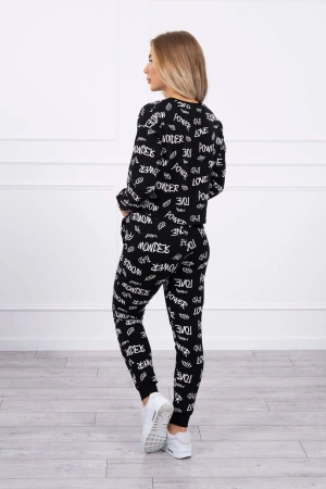 Komplet z napisami czarny