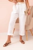 Spodnie damskie lniane z bawełną i paskiem białe
