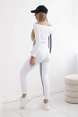 Komplet z podwójnym lampasem biały