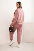 Komplet damski masełkowy z luźną bluzą i spodniami z napisem LOVE ciemno różowy