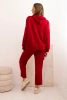 Komplet damska masełkowy bluza z kapturem i spodniami z paskiem bordowy