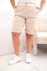 Spodenki damskie bawełniane Plus Size z paskiem jasno beżowe