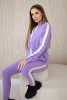 Komplet damski bawełniany z lampasem i ściągaczami fioletowy