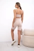 Komplet ze spodniami z wysokim stanem beżowy