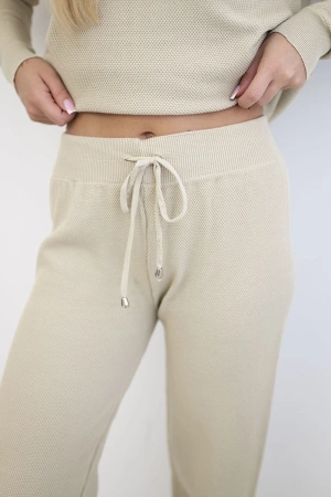 Komplet sweterkowy Bluza + Spodnie ciemny beżowy