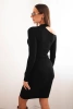 Sukienka damska z dzianiny z długim rękawem i asymetrycznym dekoltem czarna