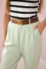Spodnie z paskiem i kieszeniami masełko ciemno miętowe