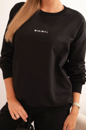 Komplet damski bawełniany z nadrukiem Minimal czarny