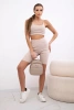 Komplet ze spodniami z wysokim stanem beżowy