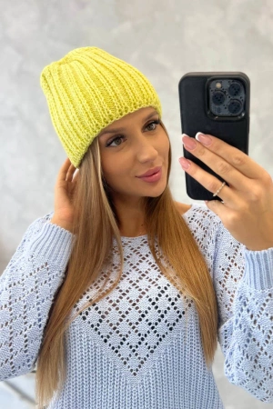 Czapka damska Rebeka K345 żółta