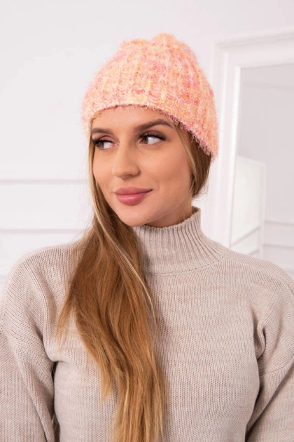 Czapka damska Cina K259 ecru+malinowy