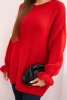 Sweter damski z dodatkiem moheru i wełny o luźnym fasonie czerwony
