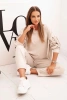 Komplet damski masełkowy z frędzlami na rękawach beżowy