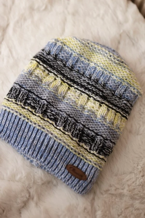 Czapka z polarem Patrycja K254 żółty+czarny