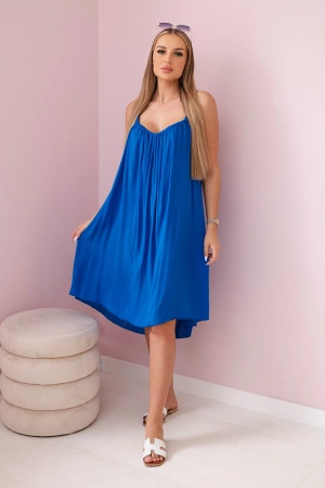 Sukienka z wiskozy na ramiączkach chabrowa