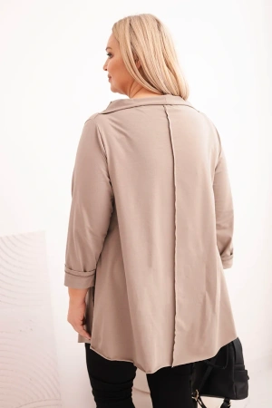 Bluzka damska bawełniana Plus Size asymetryczna z podwijanym rękawem fango