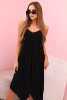 Sukienka damska na ramiączkach rozkloszowana z asymetrycznym dołem czarna