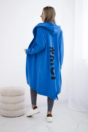 Narzutka z nadrukiem oversize chabrowa