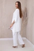 Komplet bluzka + spodnie z wisiorkiem ecru