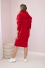 Sukienka z kapturem i rozcięciem na boku czerwona