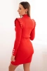 Sukienka swetrowa dopasowana z guzikami czerwony