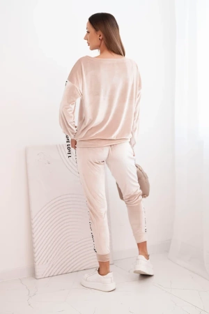 Komplet welurowy Love beżowy