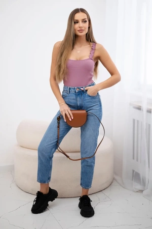 Bluzka body na ramiączkach ciemno różowa