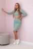 Komplet bluzki ze spódniczką ciemny miętowy