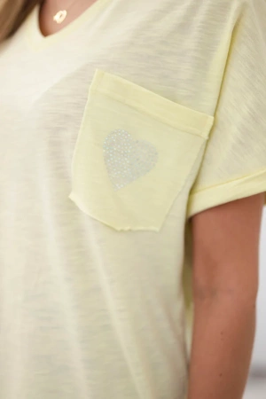 Bluzka bawełniana z kieszonką żółta