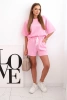 Komplet damski masełko z bluzka z krótkim rękawem i spodenki z gumką jasny różowy