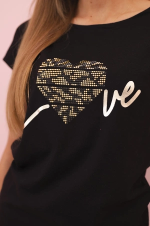 Bluzka damska bawełniana z krótkim rękawem i nadrukiem „Stay Wild” czarna