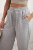 Spodnie damskie bawełniane z szeroką nogawką i kieszeniami szare