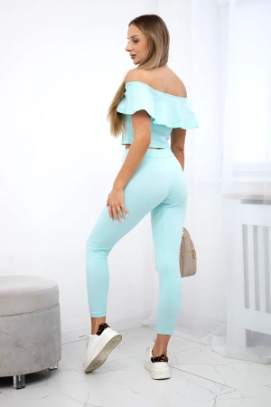 Komplet z falbanką miętowy