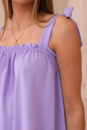 Bluzka na ramiączka z kokardami jasno fioletowa